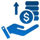 Hand holding money with upward arrow