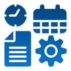 Blue icons on black background